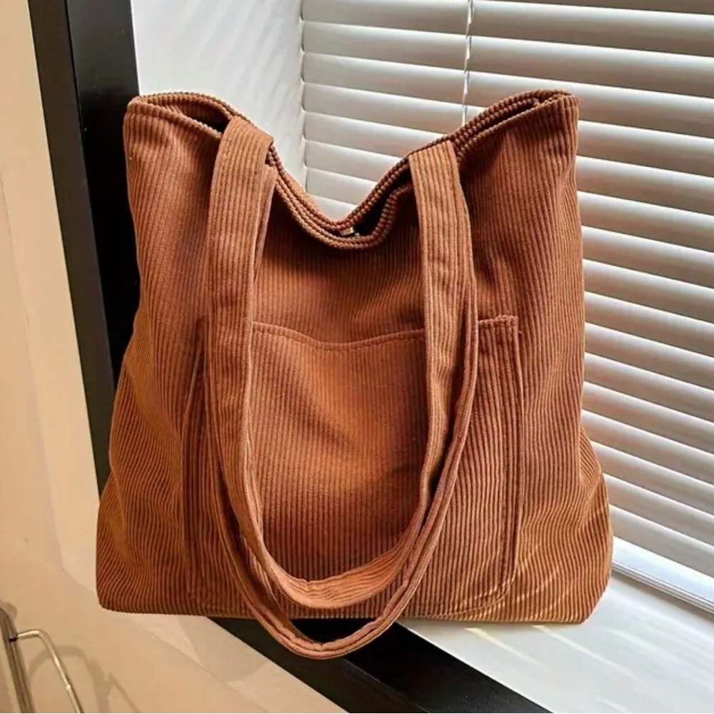 Brown Corduroy Tote Bag NEW